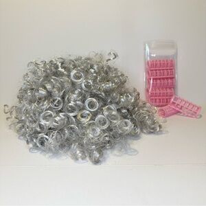 Silver Curly Old Lady Wig & 6 Pink Curlers-Granny Wig-100 Days Of School Grandma